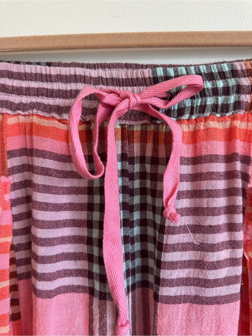 Free People Crafted Plaid Cargo Pants Pink Combo Womens Small NEW Cotton